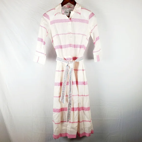 Dizzy Lizzie Mrs Maisel Dress Striped Geometric Cotton Midi Dress - Picture 4 of 9